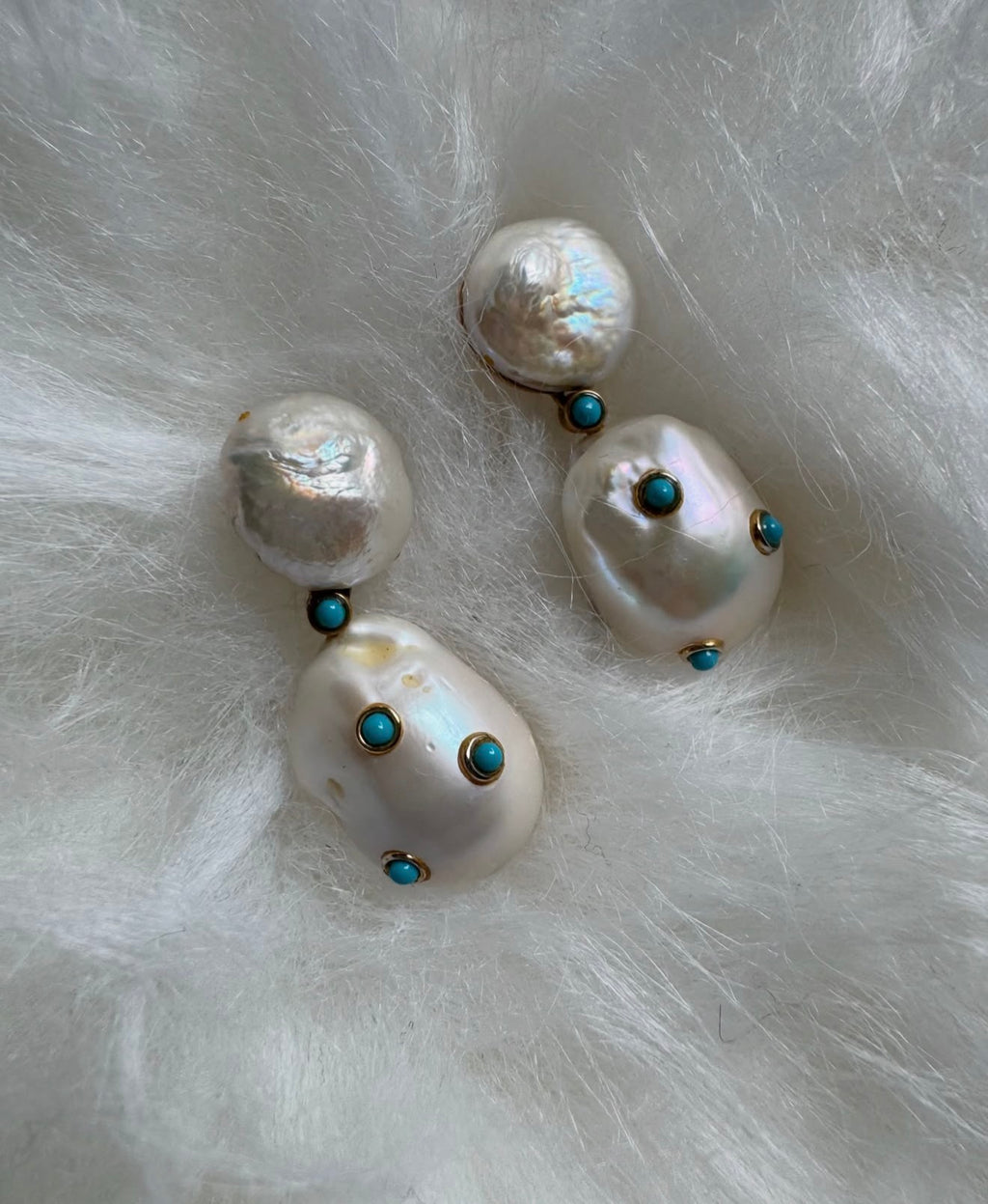 The Turquoise Baroque Pearl Earrings