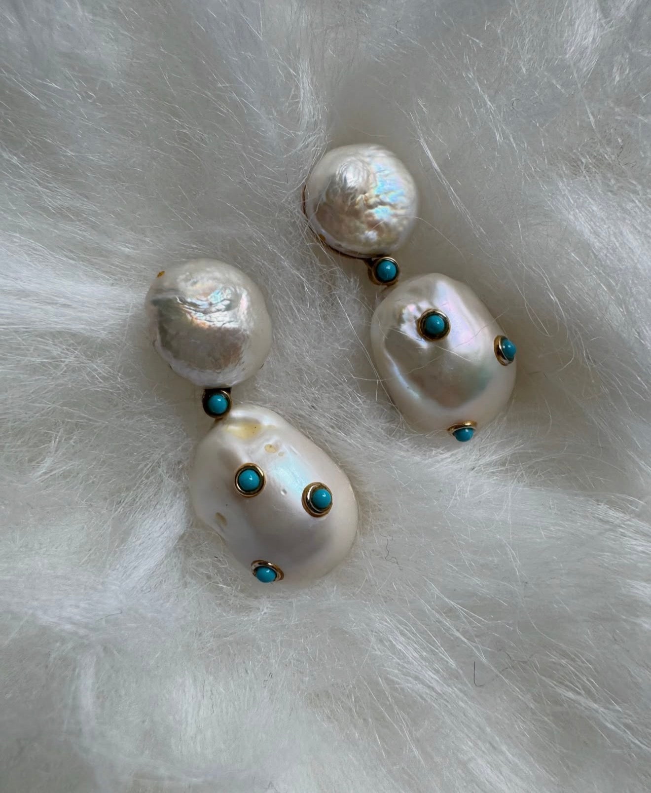 The Turquoise Baroque Pearl Earrings