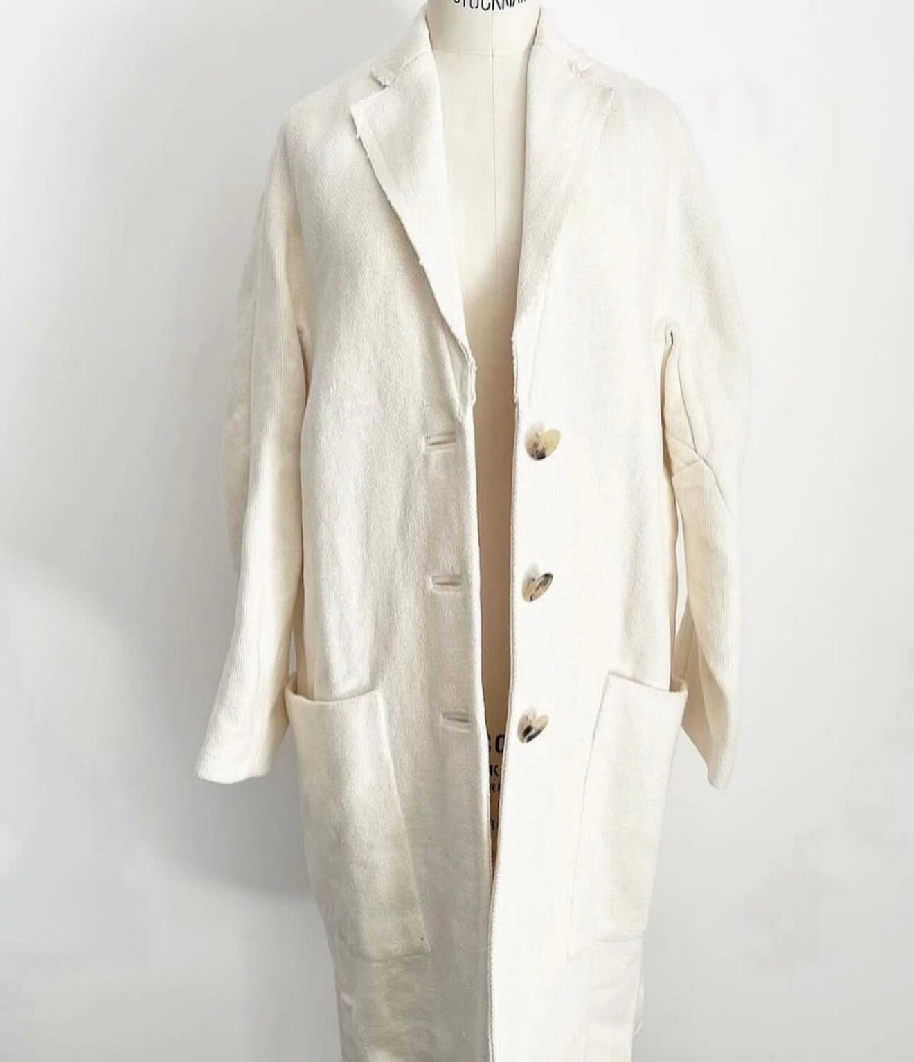 The Cream Basket Weave Linen Coat