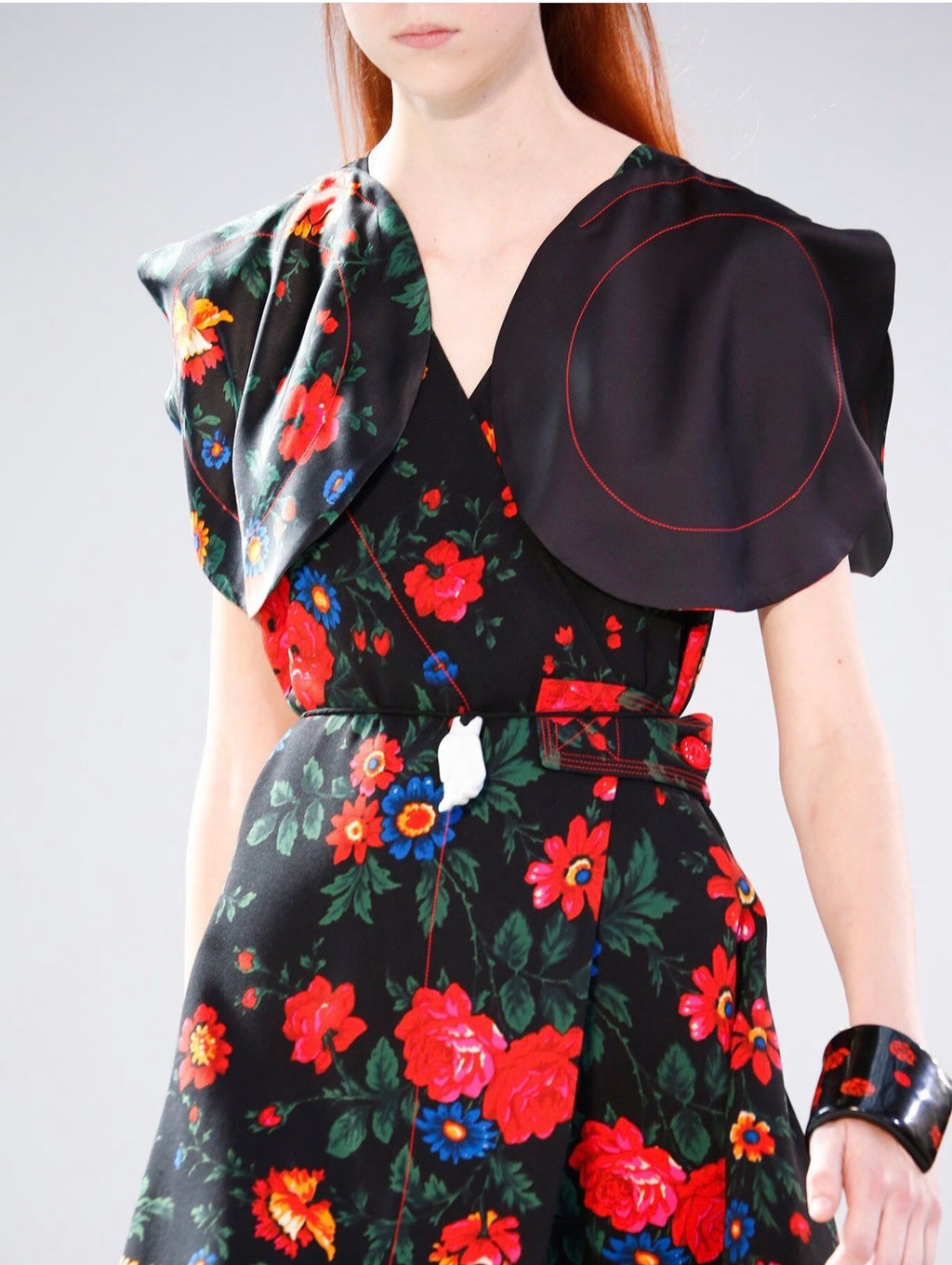 The Wrap Dress in Floral Printed Sable