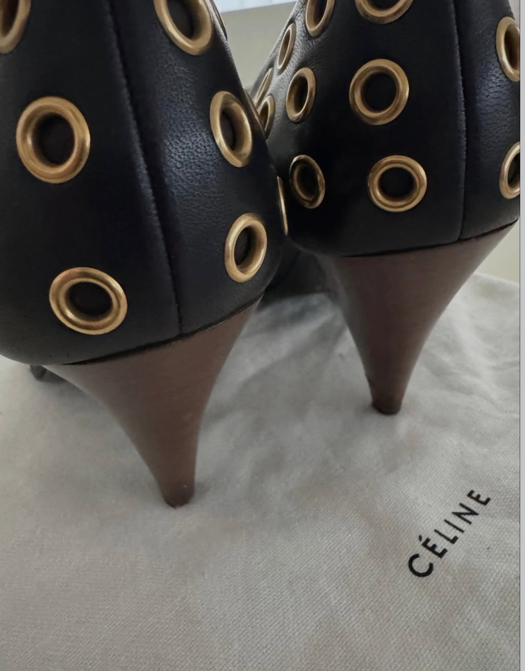 The Gold Eyelet Pumps