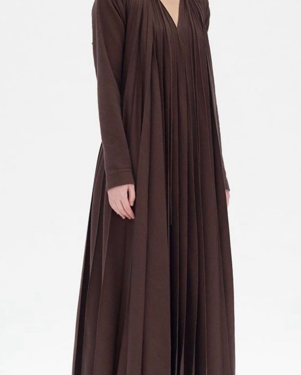 The Brown Pleated Jersey Dress
