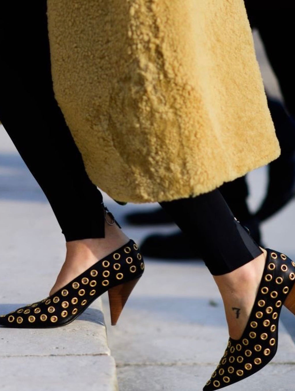 The Gold Eyelet Pumps