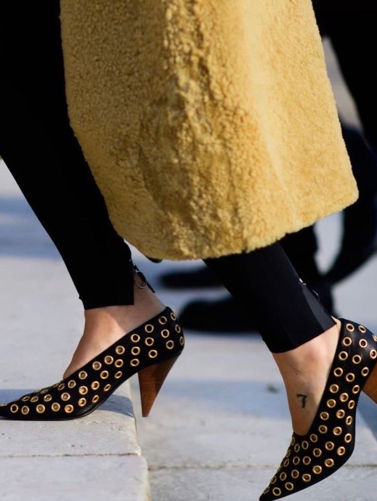 The Gold Eyelet Pumps