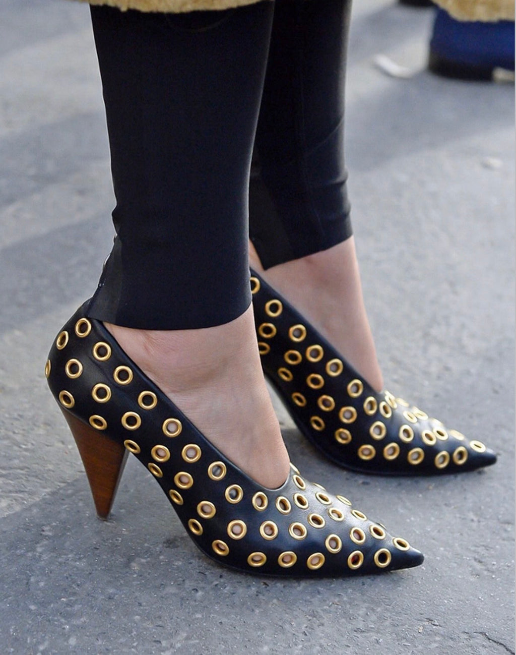 The Gold Eyelet Pumps