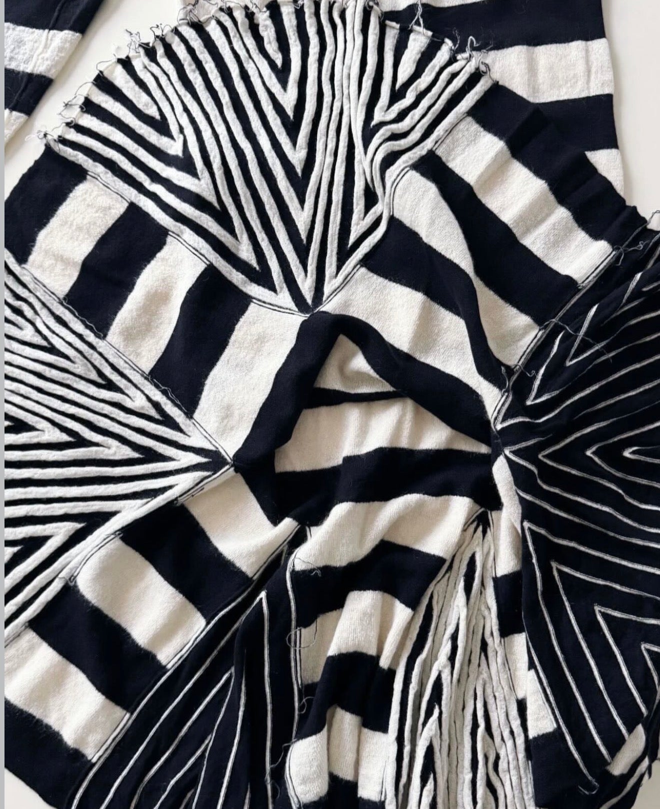 The Striped Wool Mohair Knit Dress with Pleated Hem Details