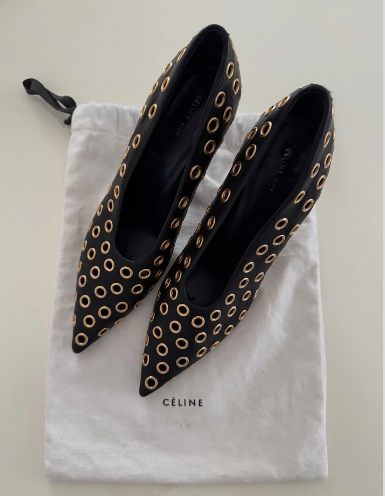 The Gold Eyelet Pumps