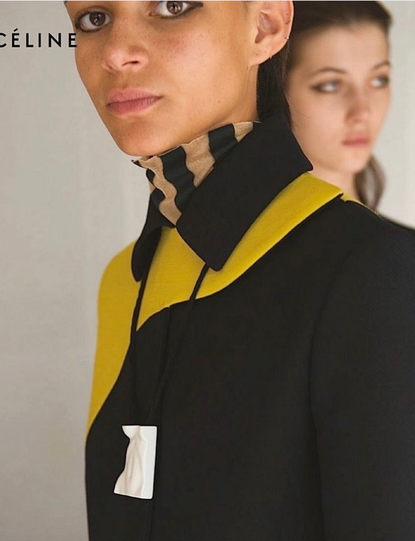 The Two Tone Belted Coat in Black & Lime Green with Iconic Floral Lining
