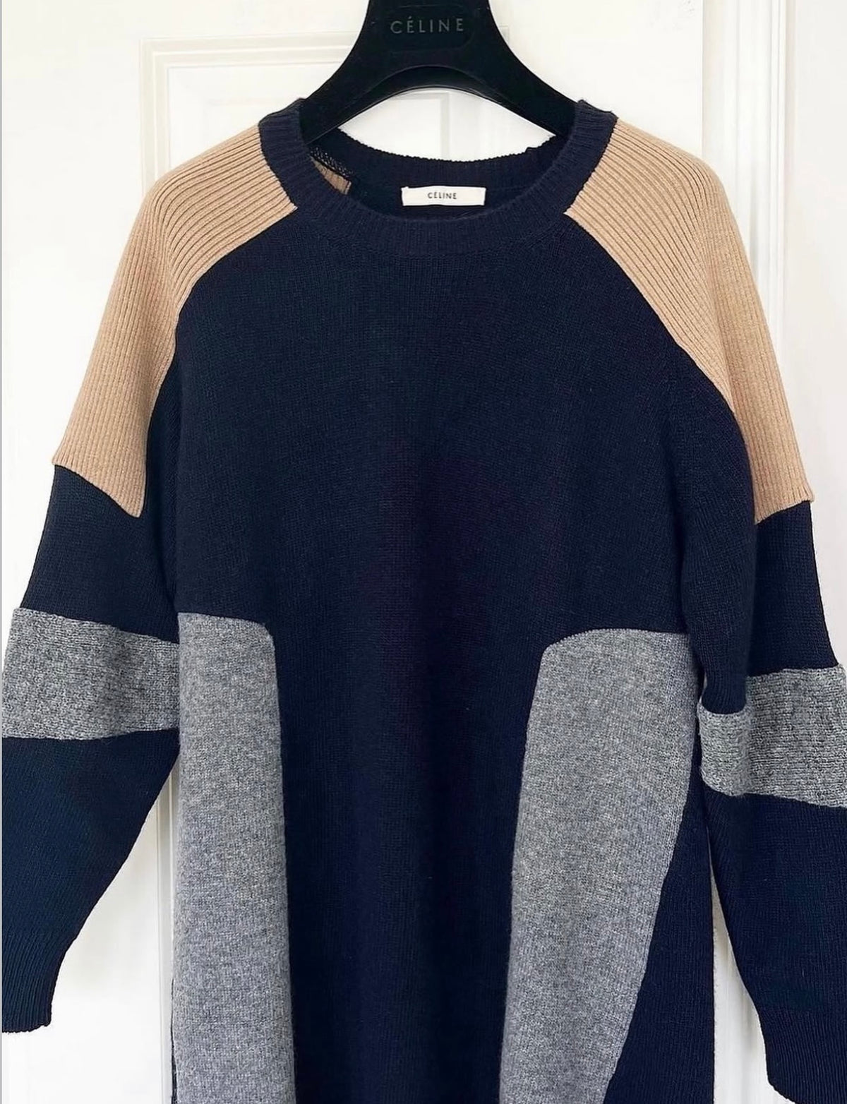 The Wool Cashmere Color Block Sweater Dress