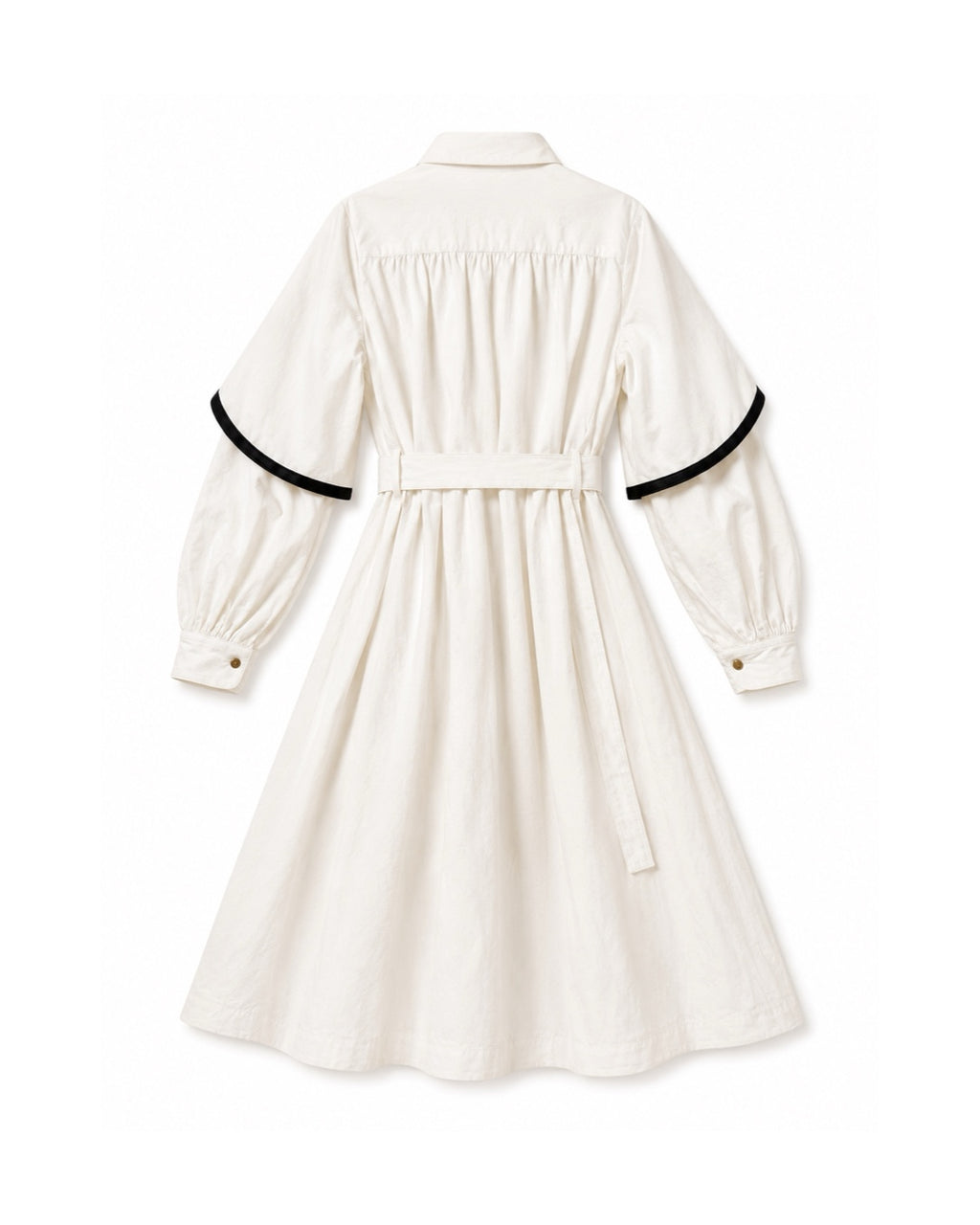 The White Belted Lined Dress with Leather Details