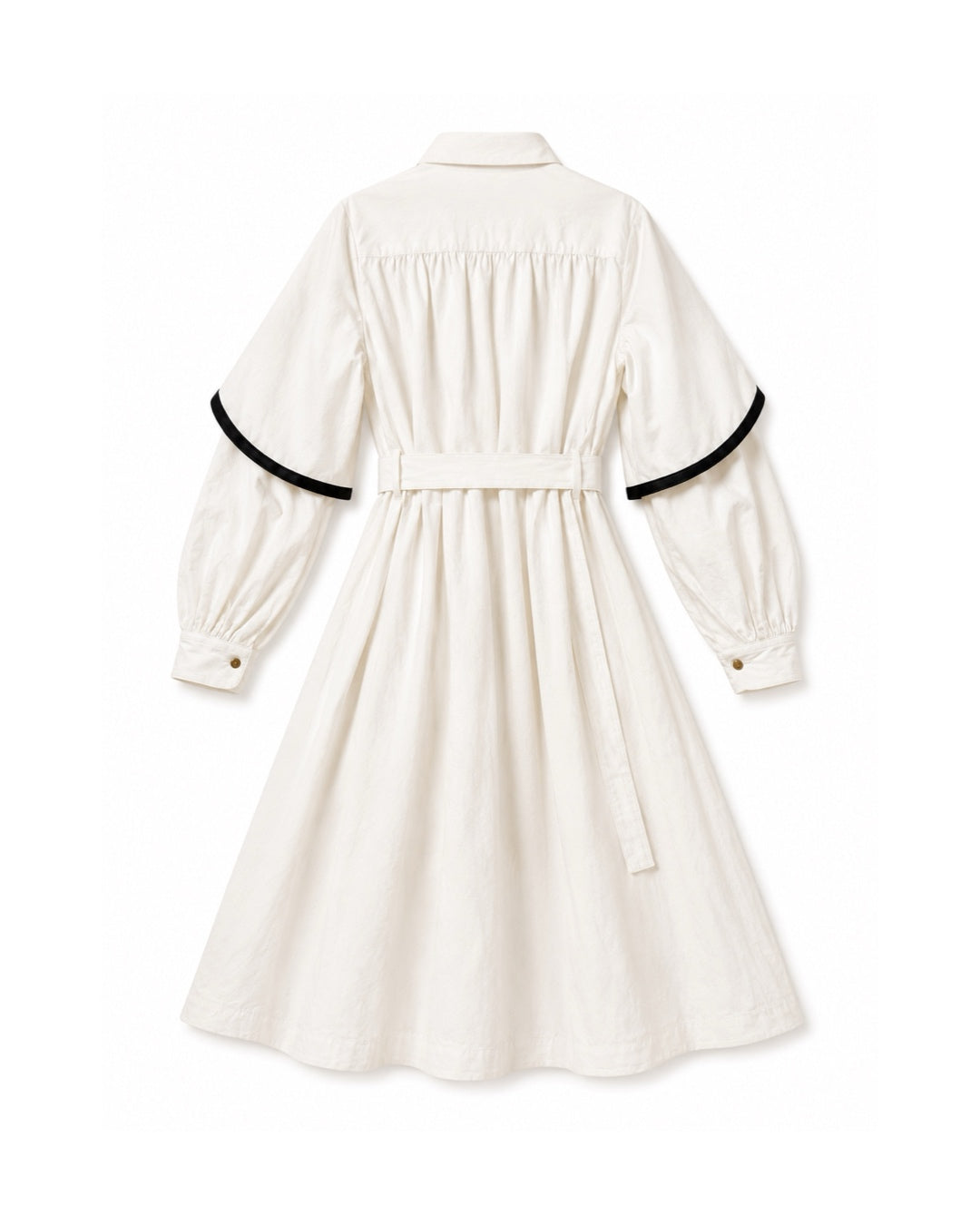 The White Belted Lined Dress with Leather Details