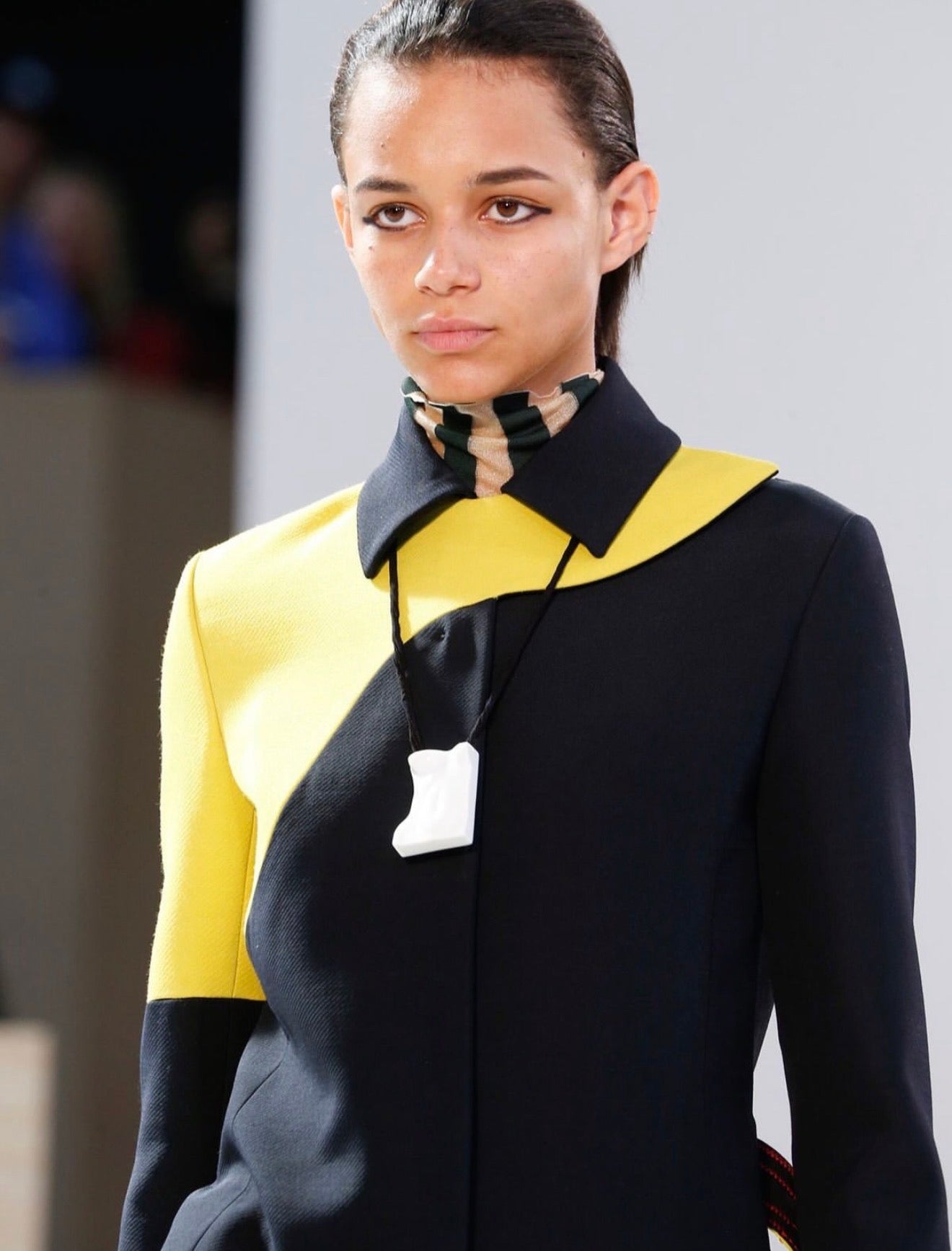 The Two Tone Belted Coat in Black & Lime Green with Iconic Floral Lining