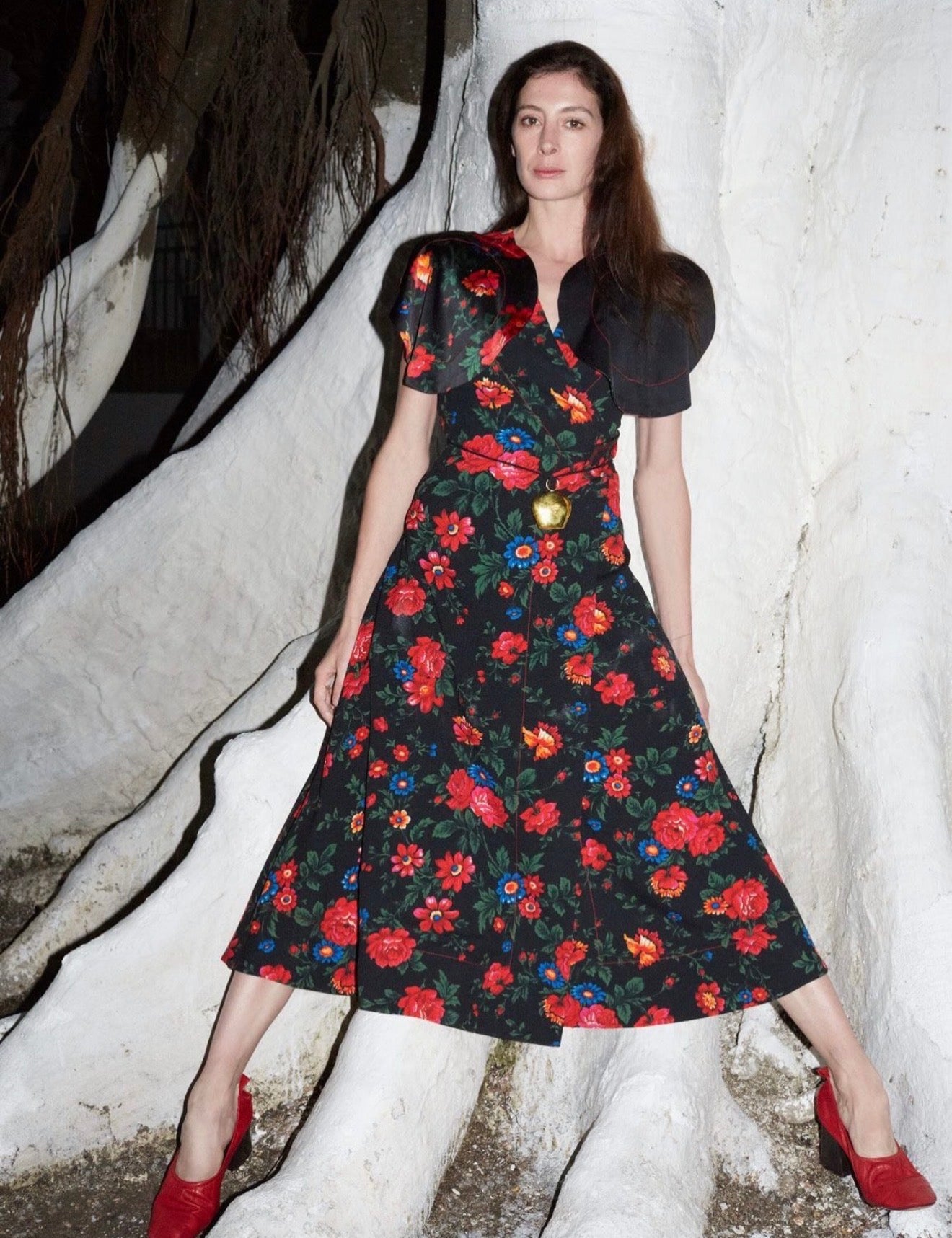 The Wrap Dress in Floral Printed Sable
