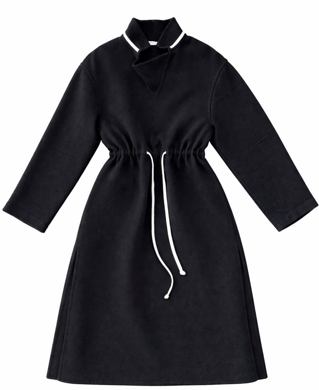 The Long Tunic Dress In Black Double Face Cashmere