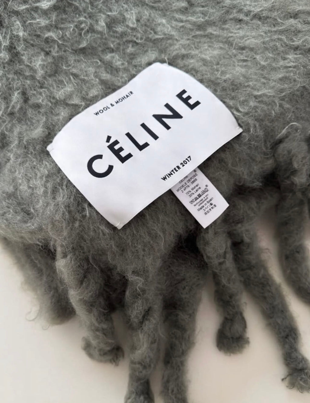 The Runway Blanket With Fringes in Green Wool Mohair