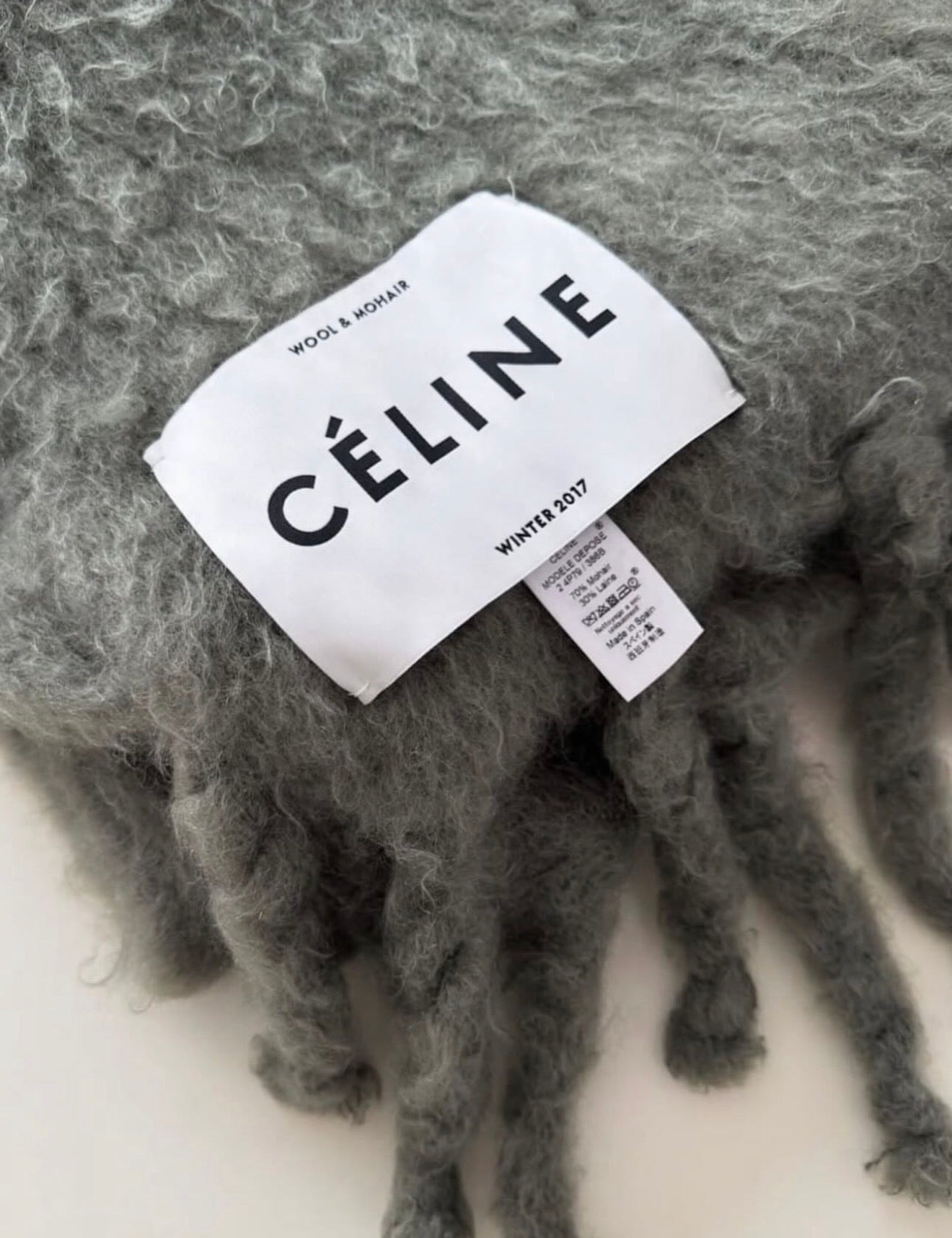The Runway Blanket With Fringes in Green Wool Mohair