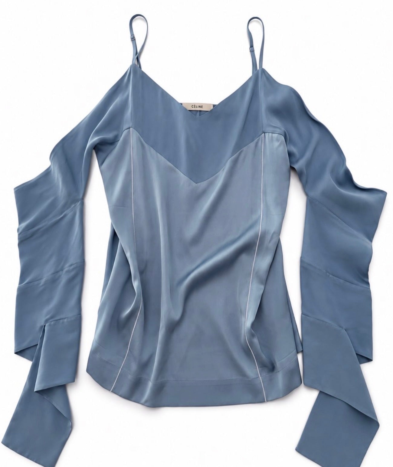The Top in Baby Blue Silk Crepe Back Satin