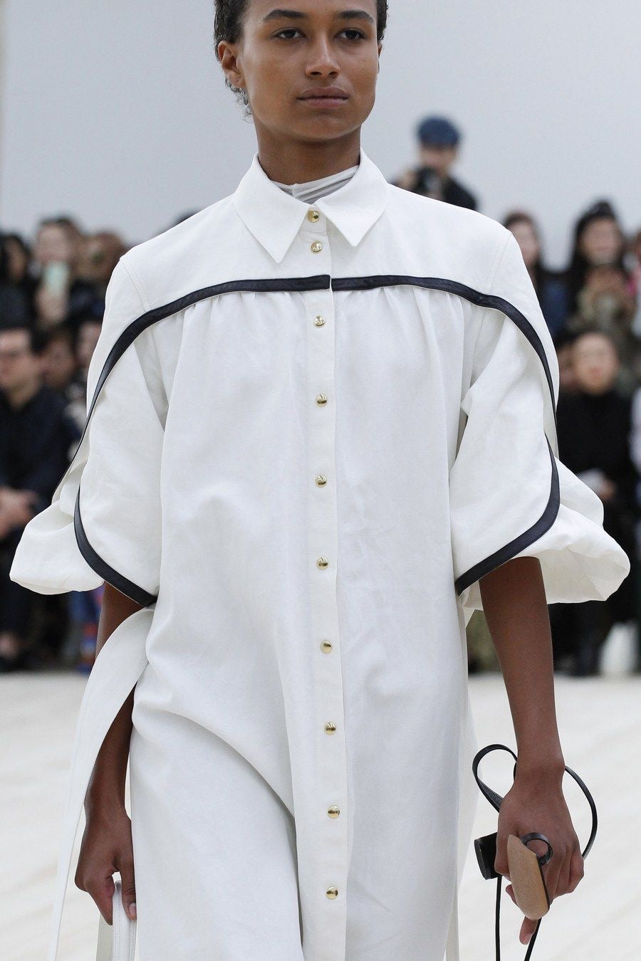 The White Belted Lined Dress with Leather Details
