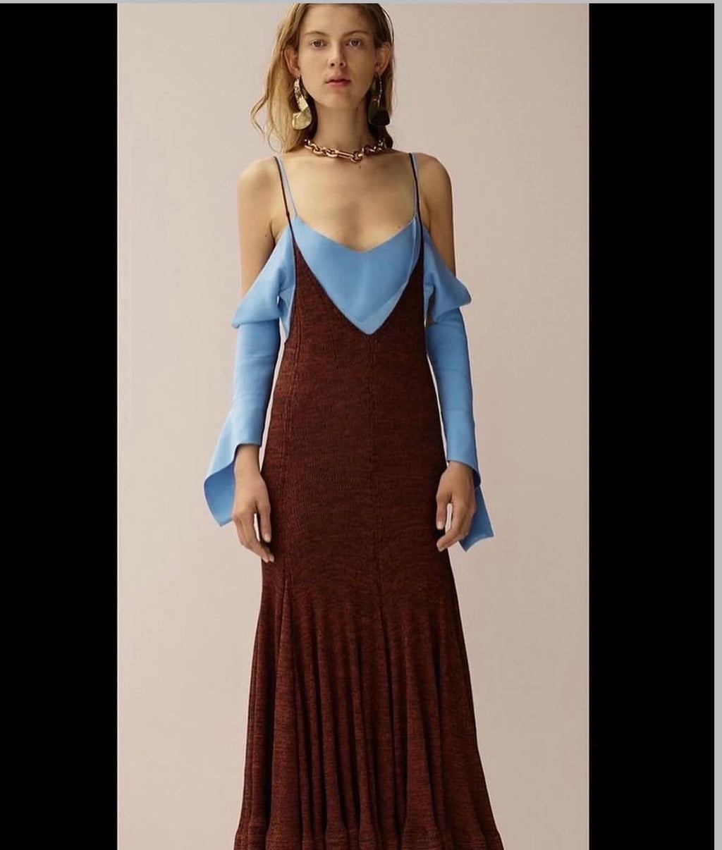 The Top in Baby Blue Silk Crepe Back Satin
