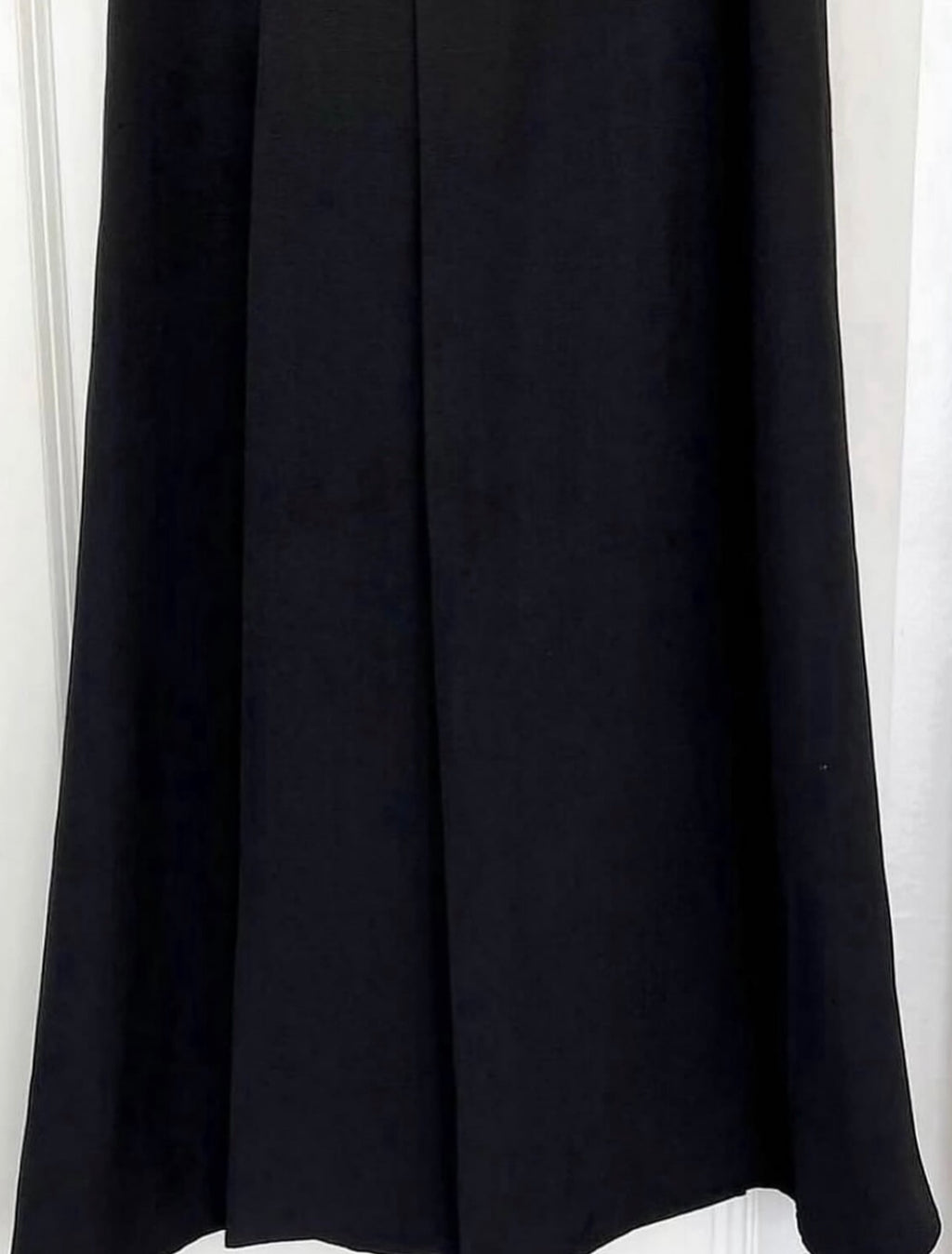 The Black Pleated Viscose and Silk Canvas Wrap Maxi Skirt