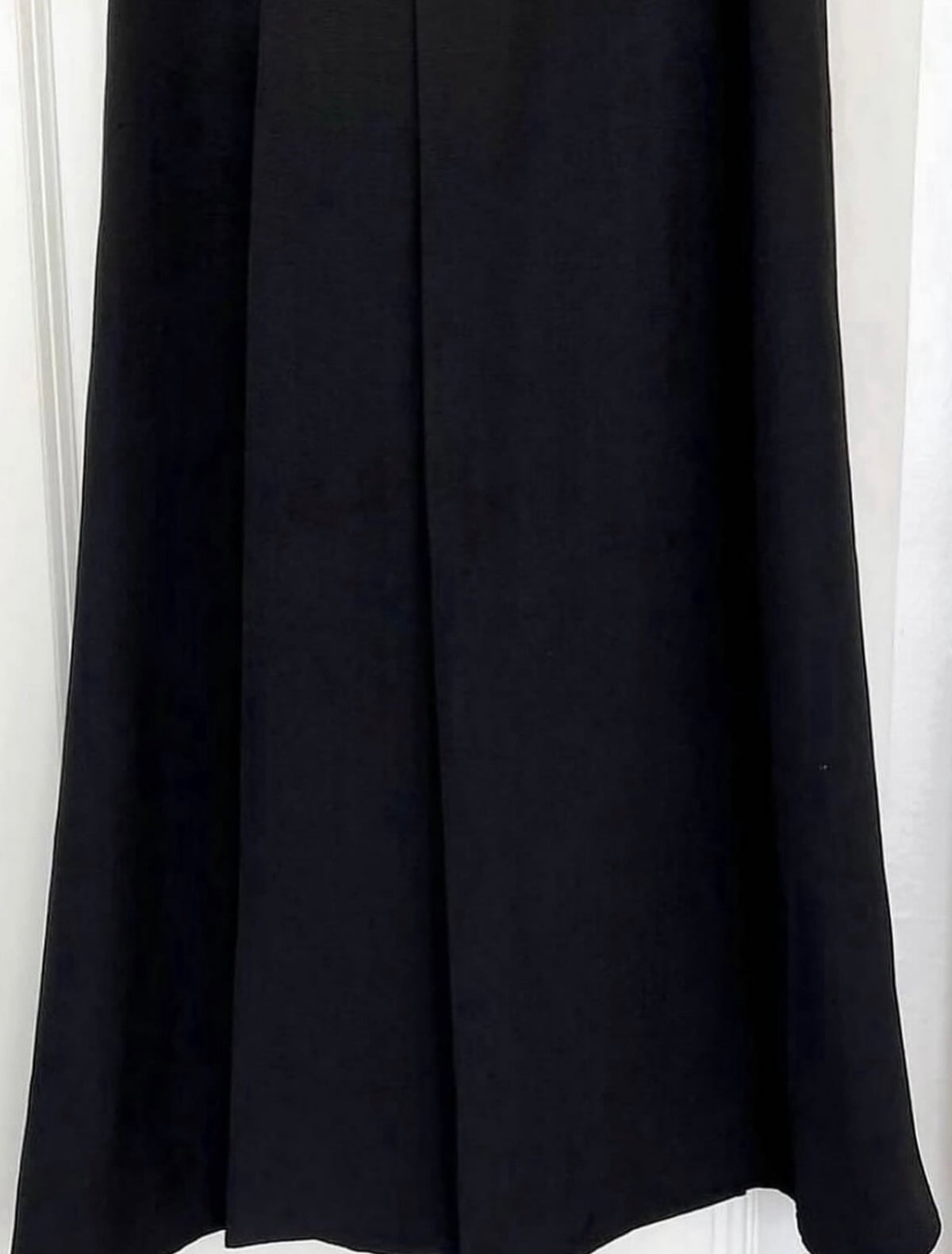The Black Pleated Viscose and Silk Canvas Wrap Maxi Skirt