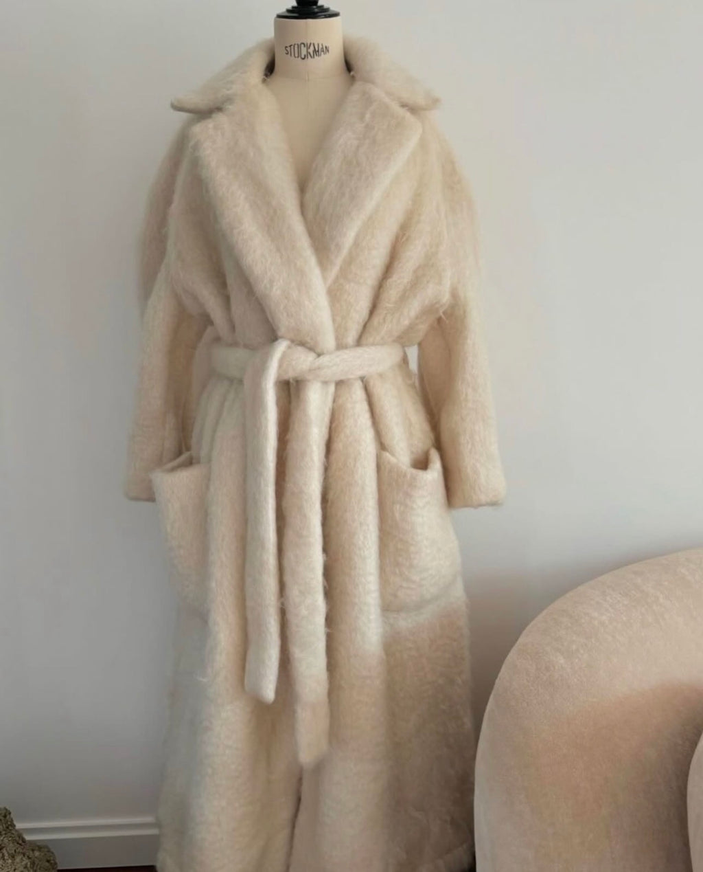 The Ivory Belted Mohair Coat