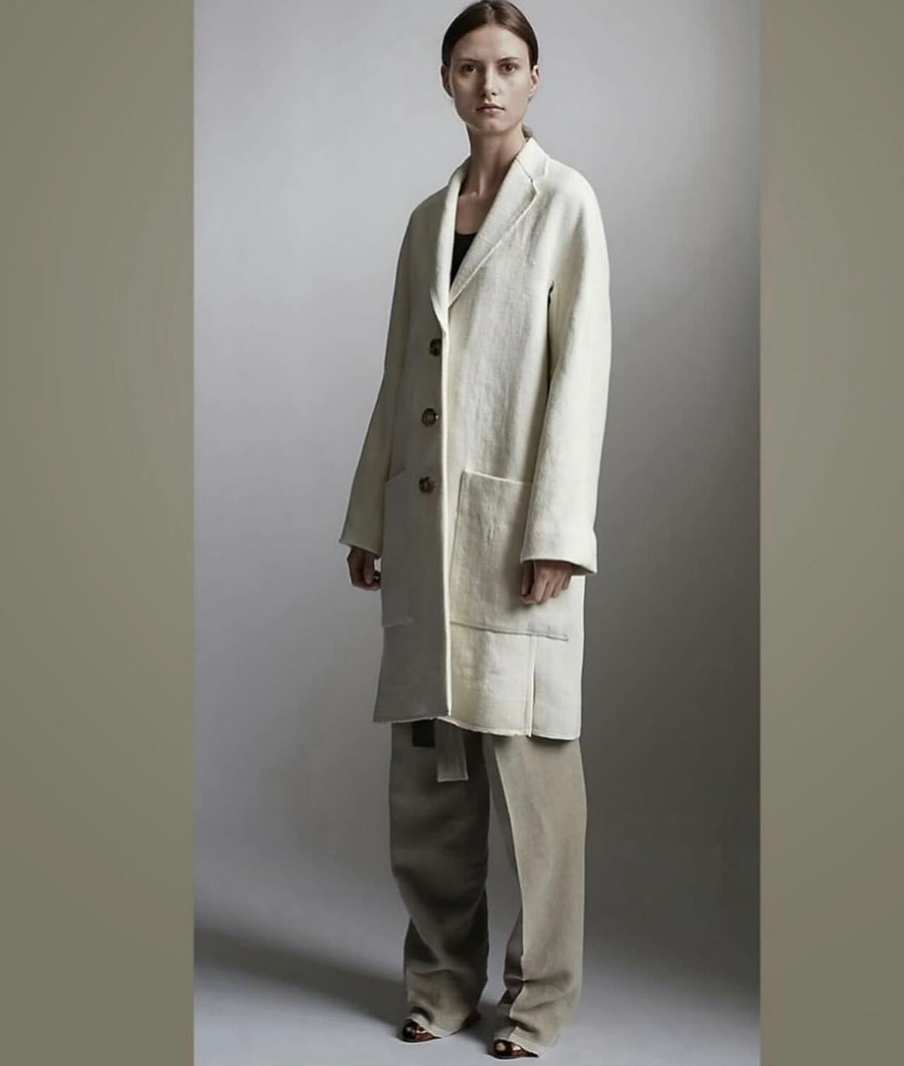 The Cream Basket Weave Linen Coat