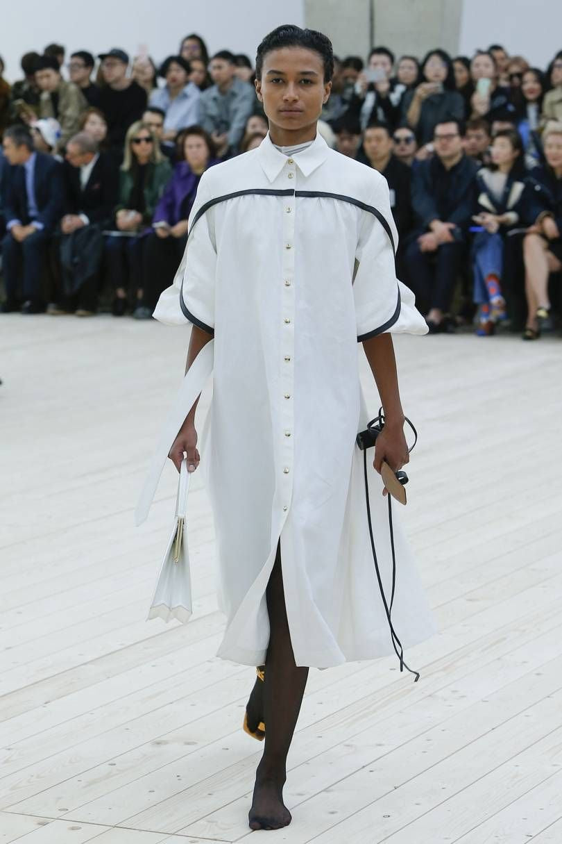 The White Belted Lined Dress with Leather Details