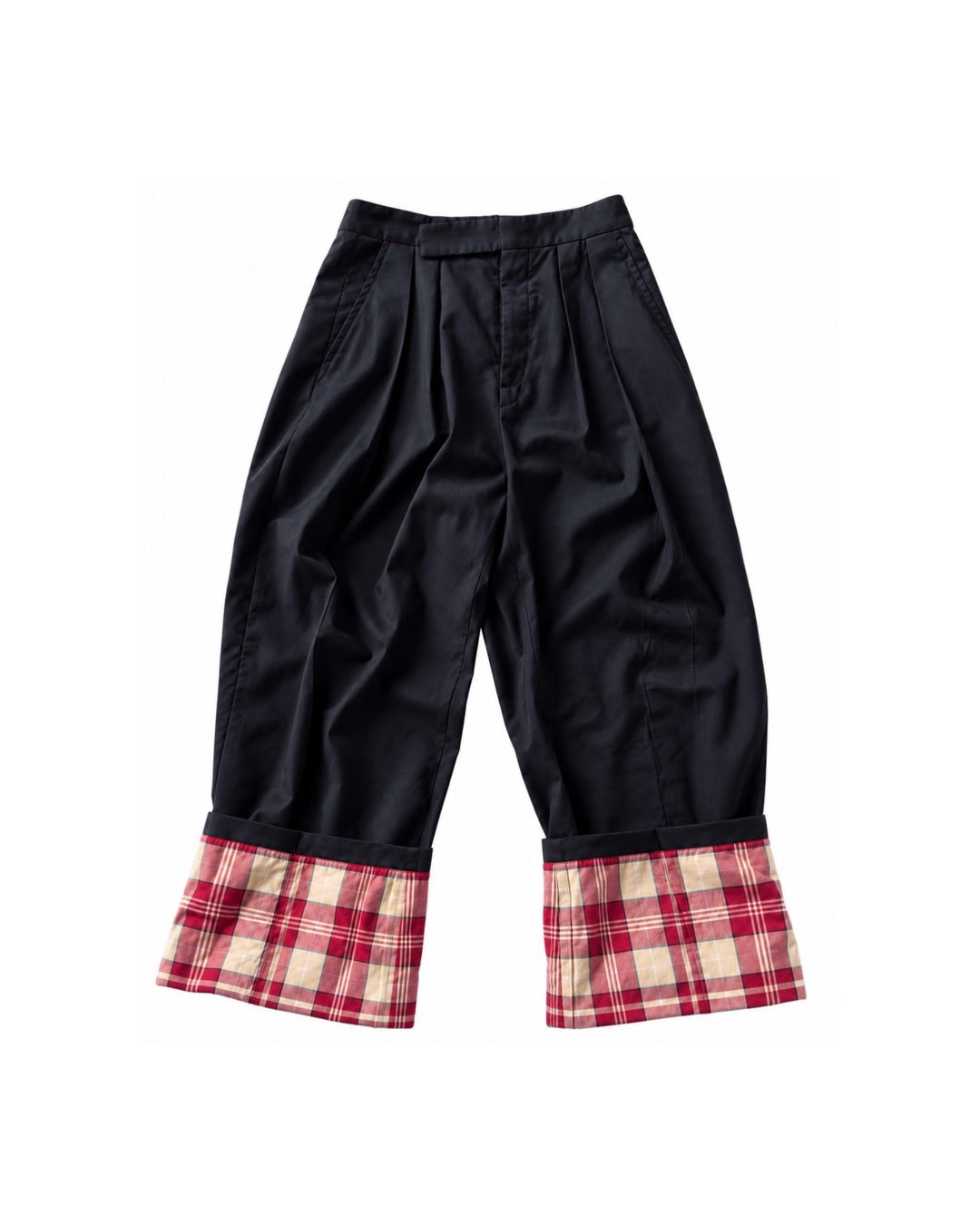 The Black Pants with Checked Hem Cuffs