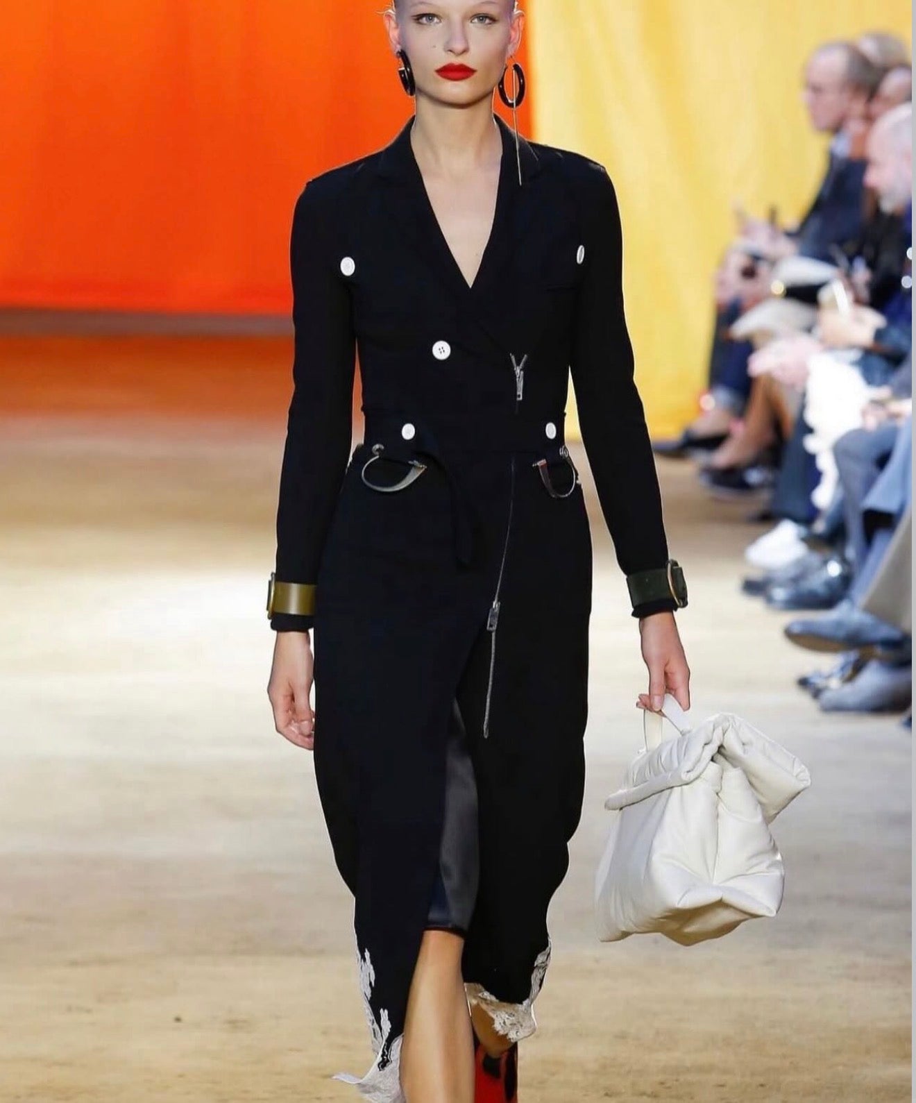 The Black Trench Coat with Lace Trim