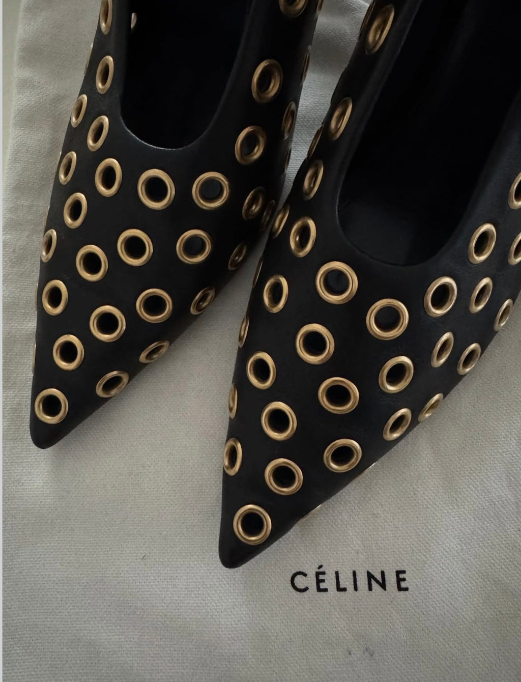 The Gold Eyelet Pumps
