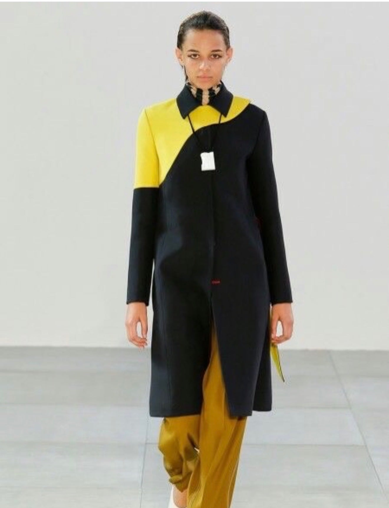The Two Tone Belted Coat in Black & Lime Green with Iconic Floral Lining