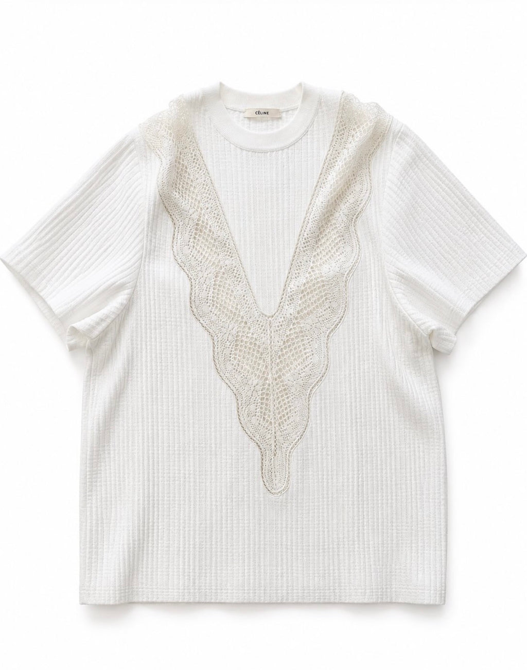The White Lace Details Crochet Polo Top