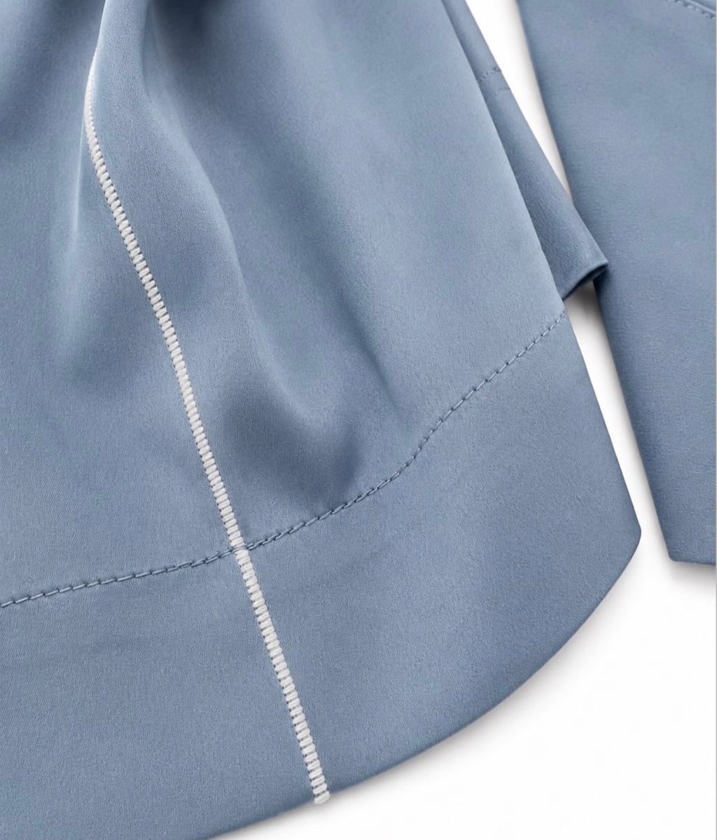 The Top in Baby Blue Silk Crepe Back Satin