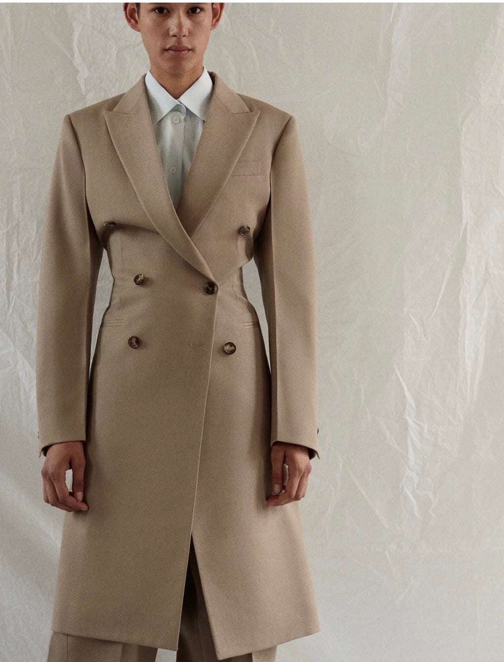 The Tailored Coat in Taupe Wool Garbadine