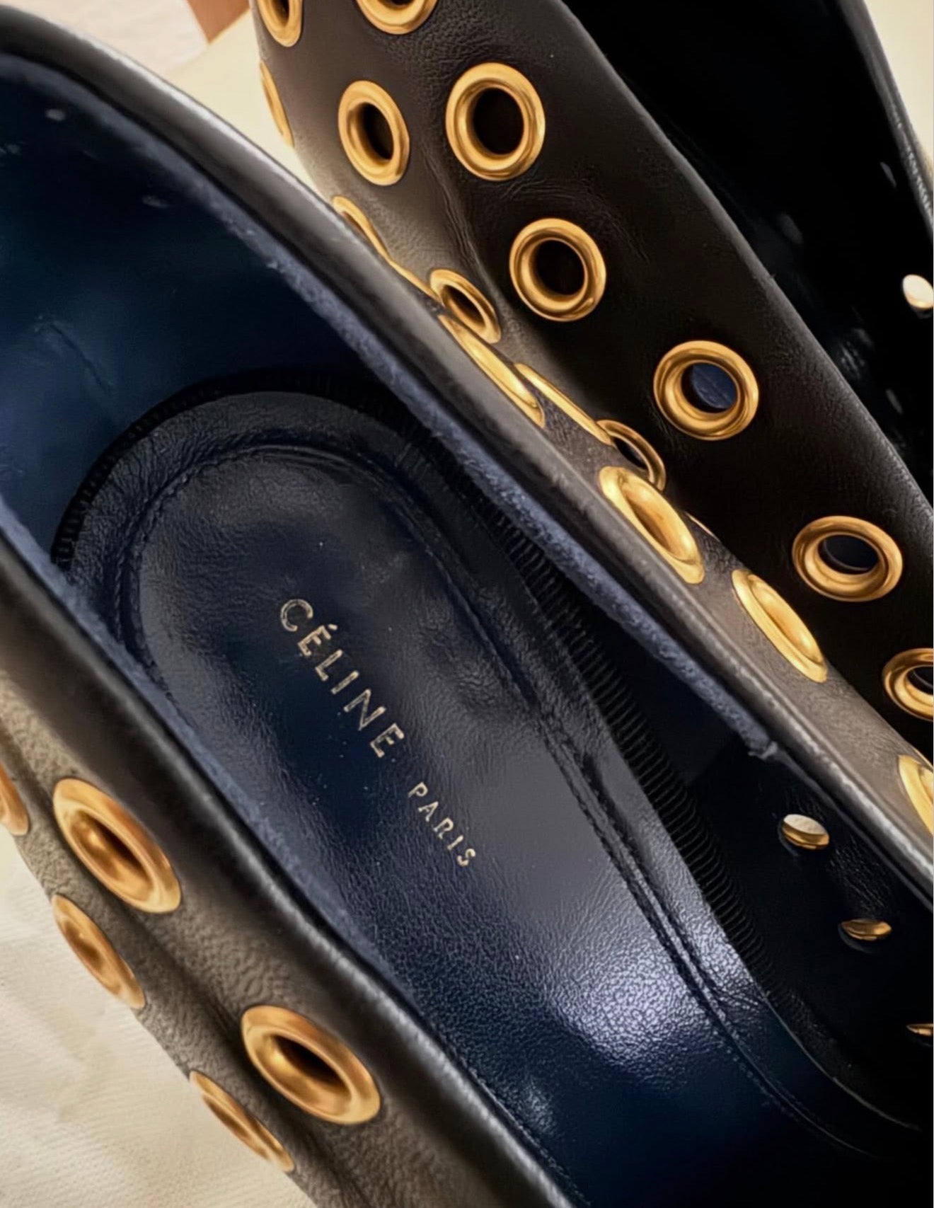 The Gold Eyelet Pumps