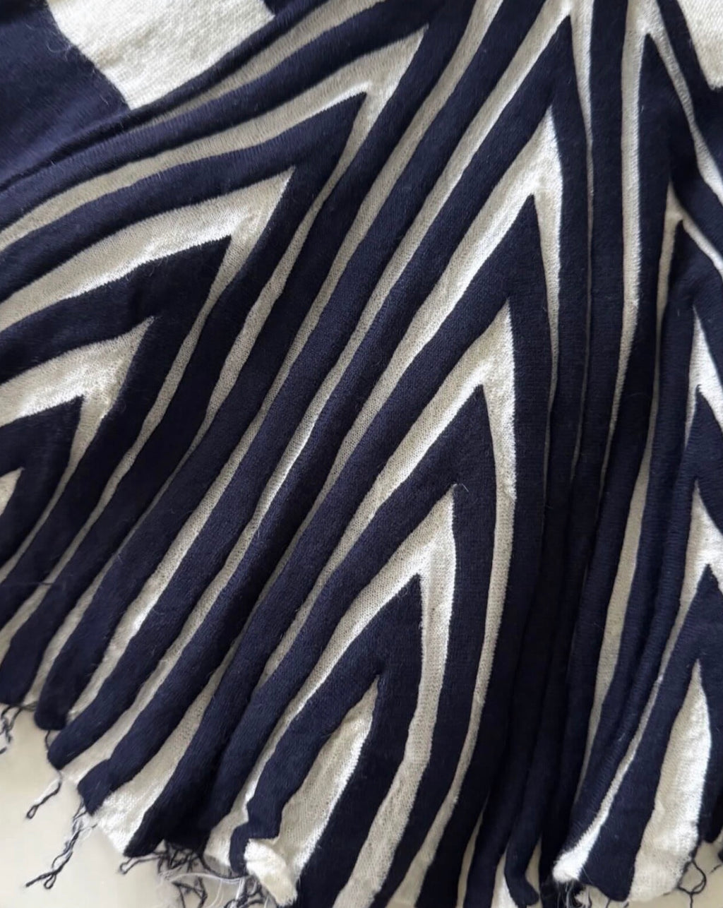 The Striped Wool Mohair Knit Dress with Pleated Hem Details