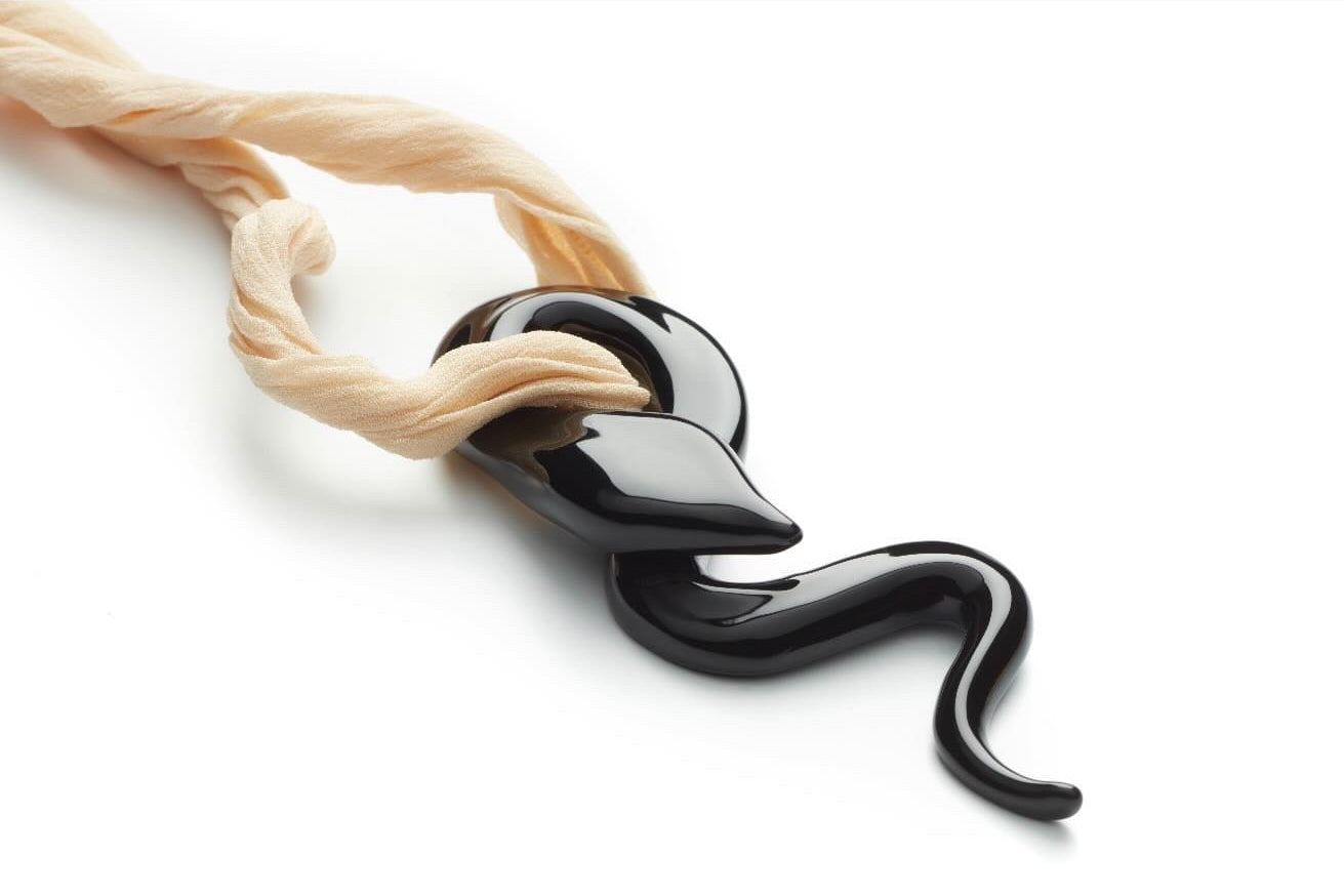 Serpent Pendant on Silk Twisted Chain Flatlay