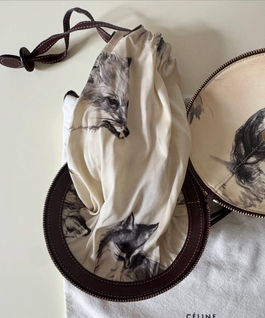 The Wonderland Fox Print Silk Foulard Purse Clutch