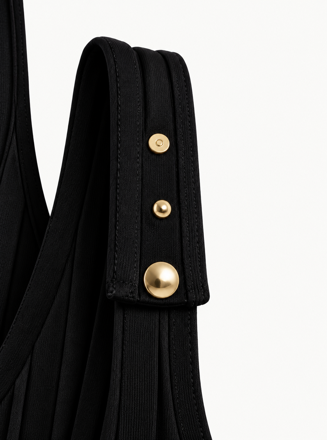 The Black Pleated Top with Gold Studded Details