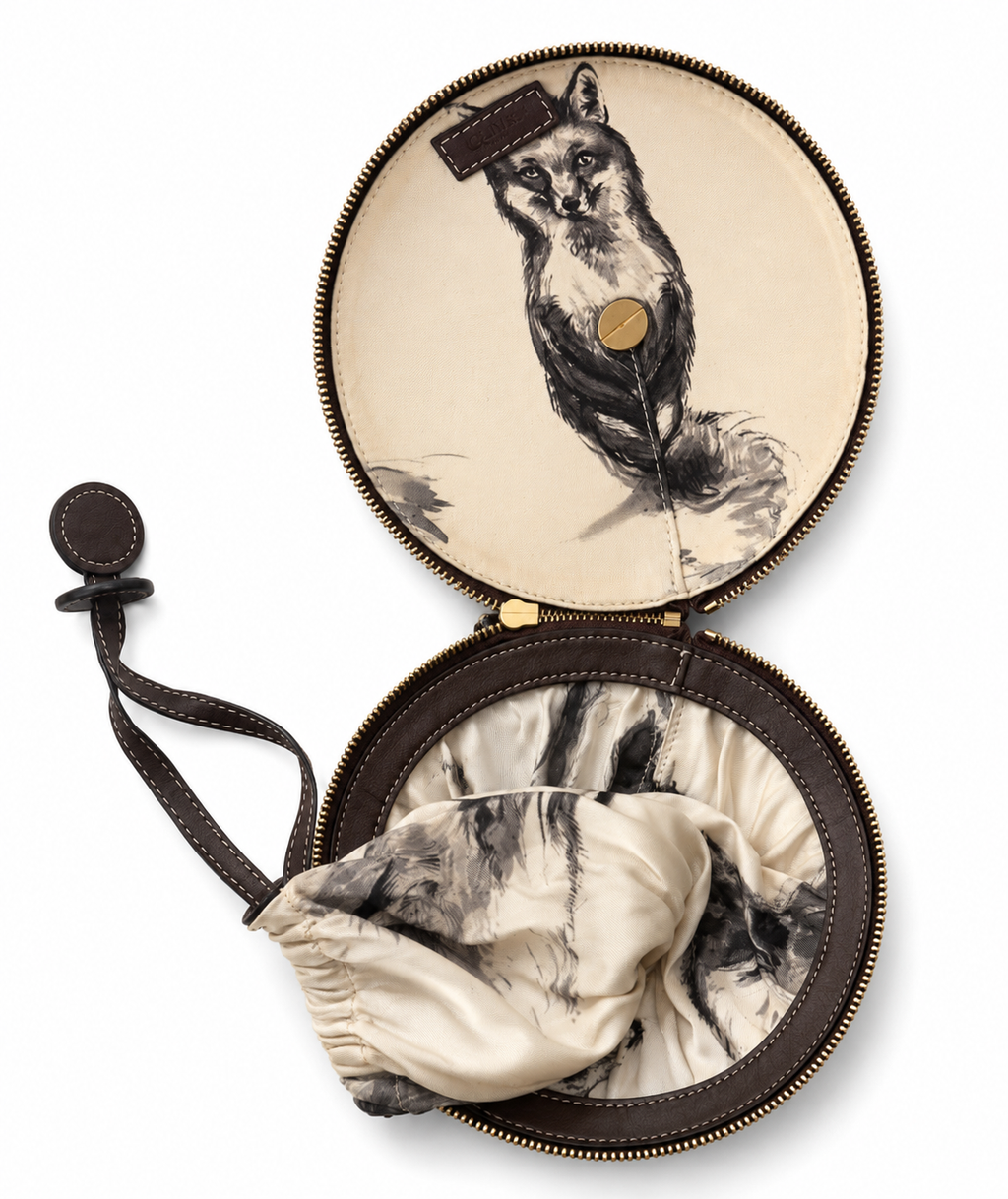 The Wonderland Fox Print Silk Foulard Purse Clutch
