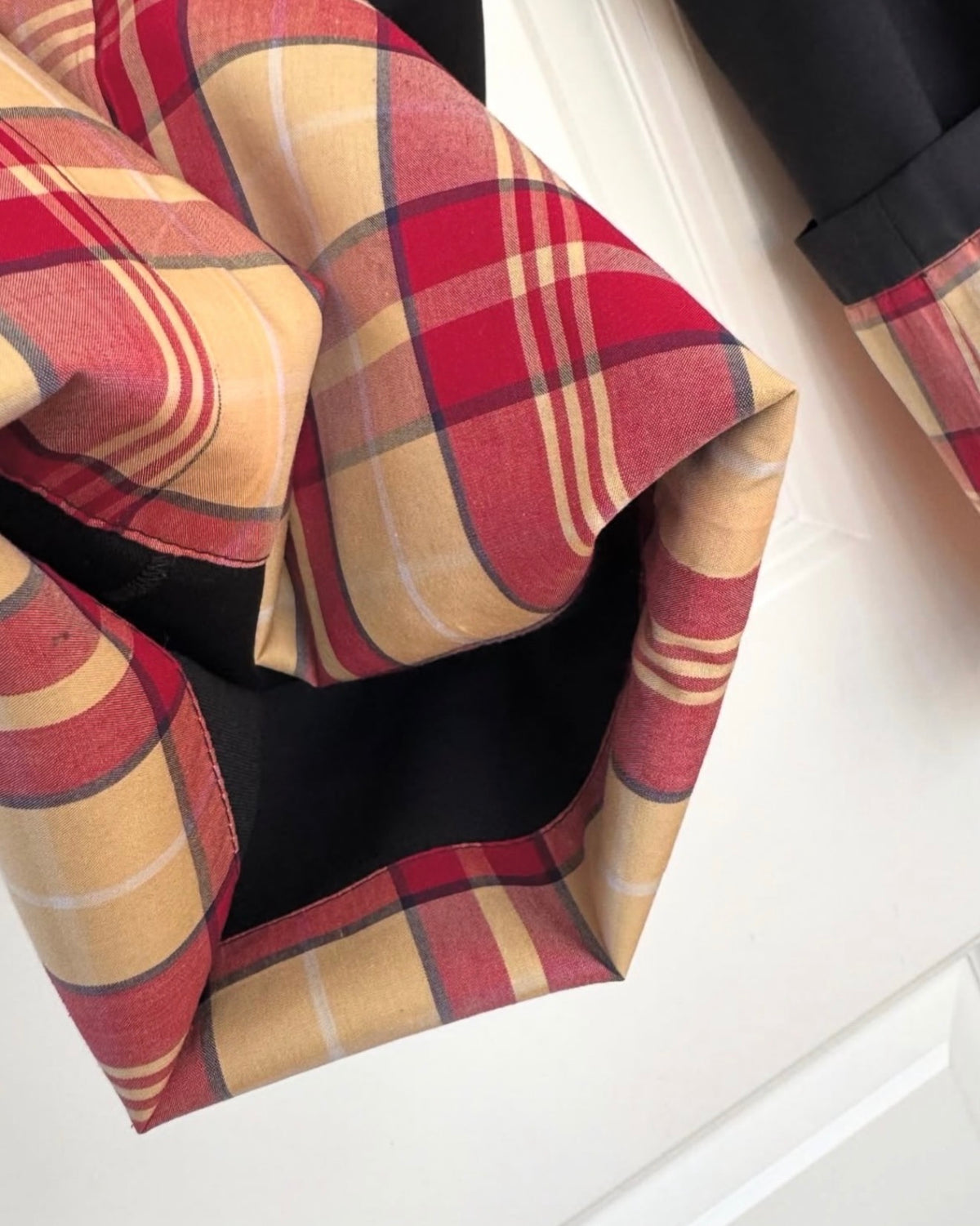 The Black Pants with Checked Hem Cuffs