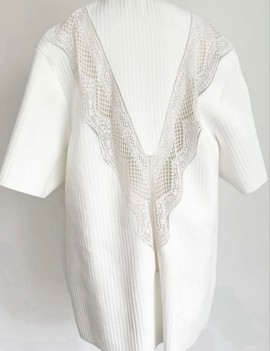 The White Lace Details Crochet Polo Top