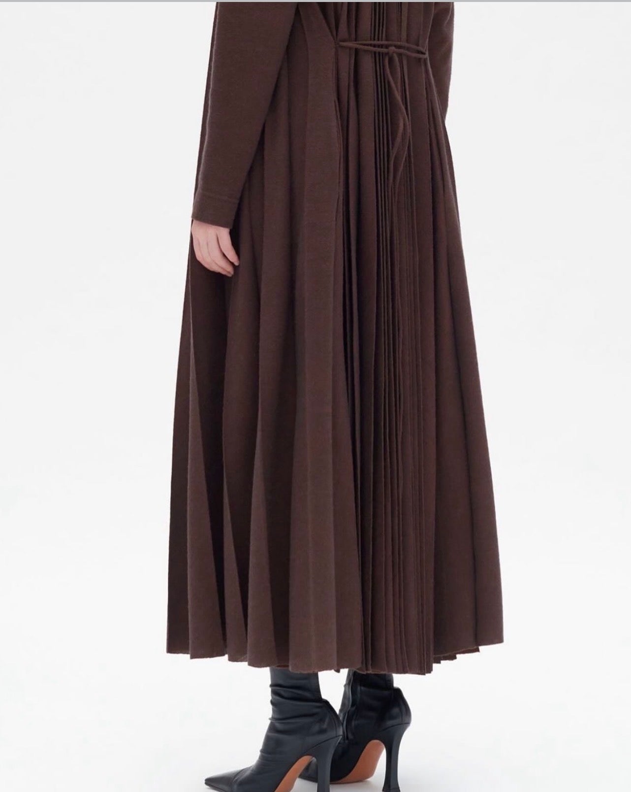 The Brown Pleated Jersey Dress