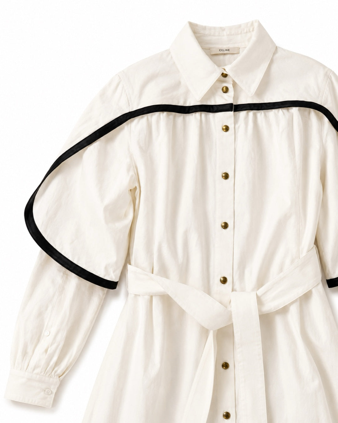 The White Belted Lined Dress with Leather Details