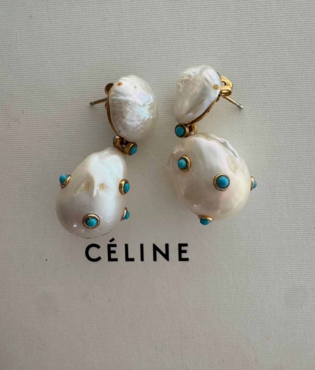 The Turquoise Baroque Pearl Earrings