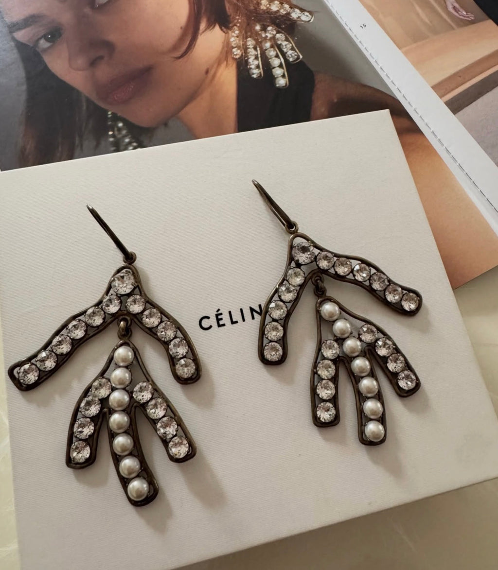 The Crystal Leaf Earrings