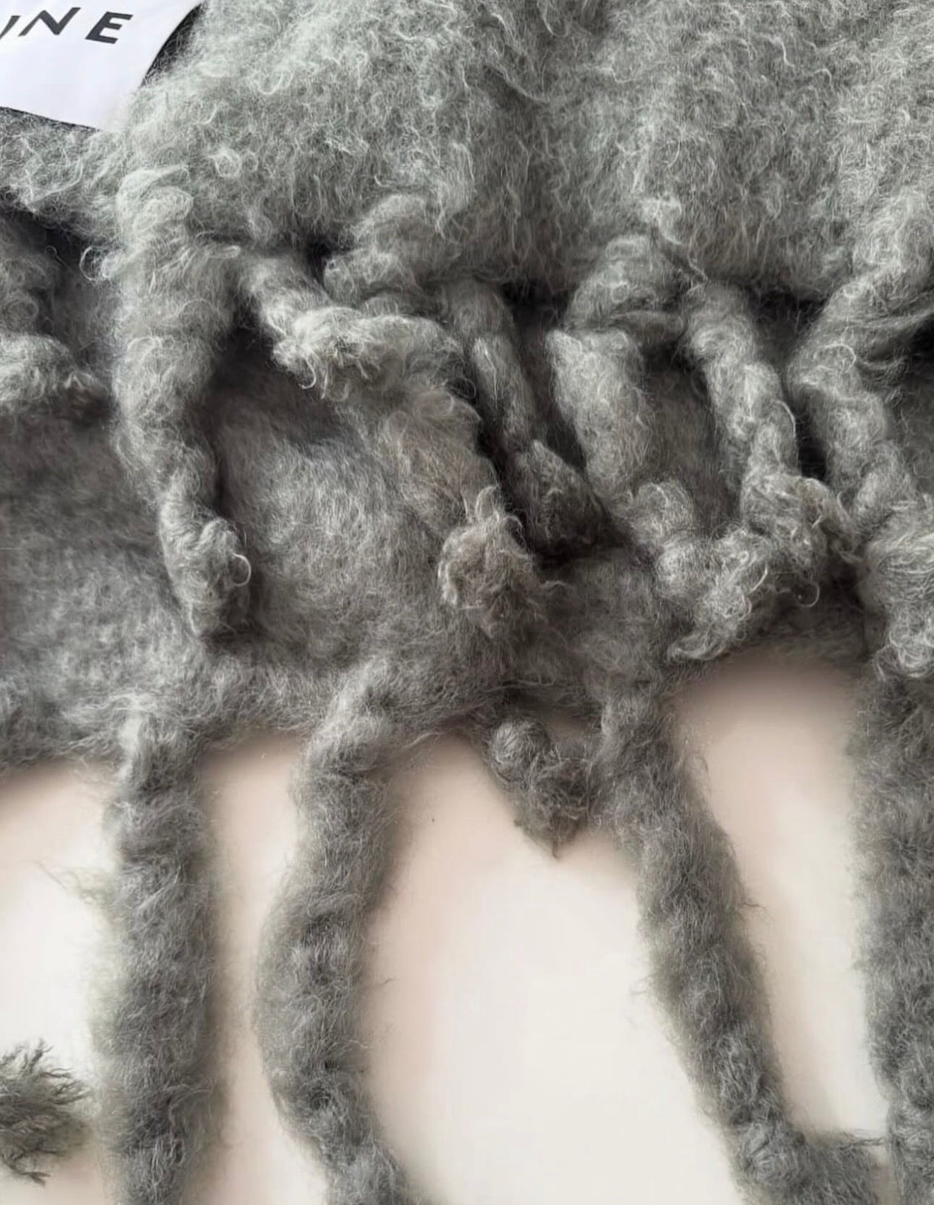 The Runway Blanket With Fringes in Green Wool Mohair