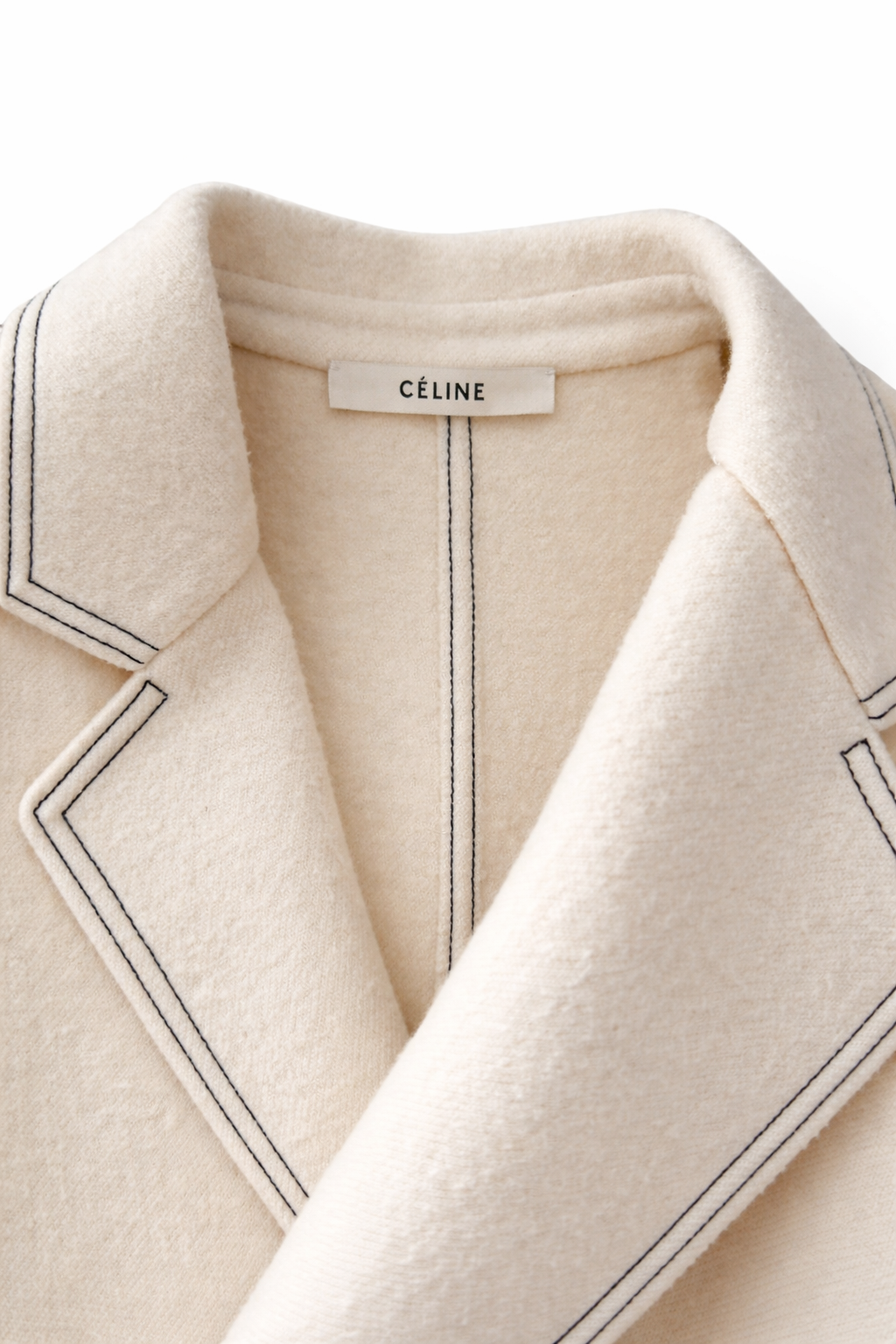 The Double-Breasted Long Coat in Off-White Wool