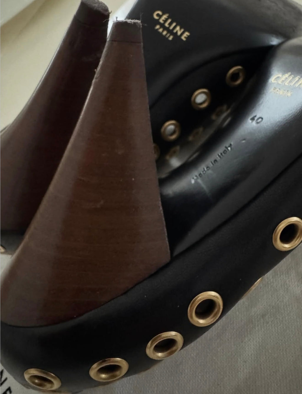 The Gold Eyelet Pumps